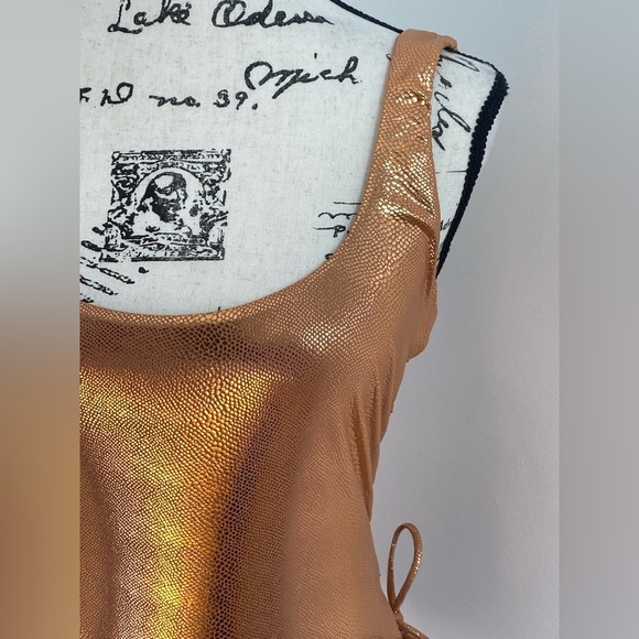 The Bikini Lab NWT Metallic Copper Scale Print Tie Side One Piece Swimsuit - Picture 3 of 8